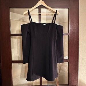 Reformation Black Off-Shoulder Mini Dress with Spaghetti Straps NWT